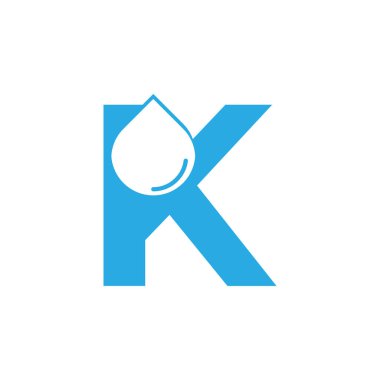 Negatif Uzay Suyu Bırakma Simgesi Şablonu ile İlk Harf K Hidrologosu