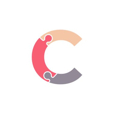 Yapboz Ekibi Yapboz Bağlantısı Logo Şablonu Şablonu ile İlk Harf C