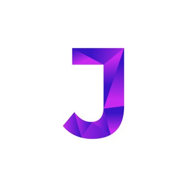 İlk harf J Low Poly Kaplama Logo Tasarım Şablonu. Vektör EPS 10
