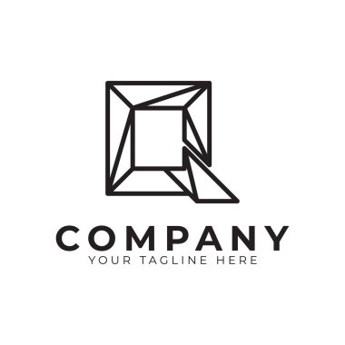 Q harfinin baş harfi logo tasarımı. Geometrik Çizgi Biçimi. Grafik alfabe sembolü. İş ve Marka Logoları için kullanılabilir. Düz Vektör Logo Tasarımı Fikir Şablonu Elemanı.