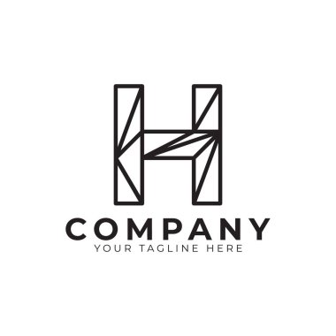 H harfinin baş harfi logo tasarımı. Geometrik Çizgi Biçimi. Grafik alfabe sembolü. İş ve Marka Logoları için kullanılabilir. Düz Vektör Logo Tasarımı Fikir Şablonu Elemanı.