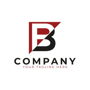 Soyut Logo Üçgen ve Harf B 'yi Birleştiriyor. Siyah ve Kırmızı Geometrik Ev Sembolü Kesme Biçimine Bağlı. İnşaat Mimarisi Logosu için kullanılabilir. Düz Vektör Logo Tasarım Fikir Şablonu