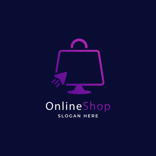 Gradiente Commerce Online Shop Logo Template Illustrazione Vettoriale — Vettoriale Stock