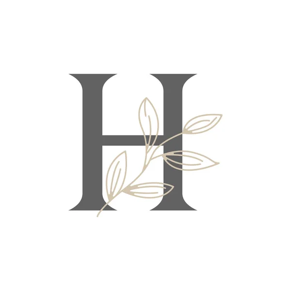 首字母H植物及植物学标志 自然叶女性美容院 化妆品或温泉图标标志 — 图库矢量图片