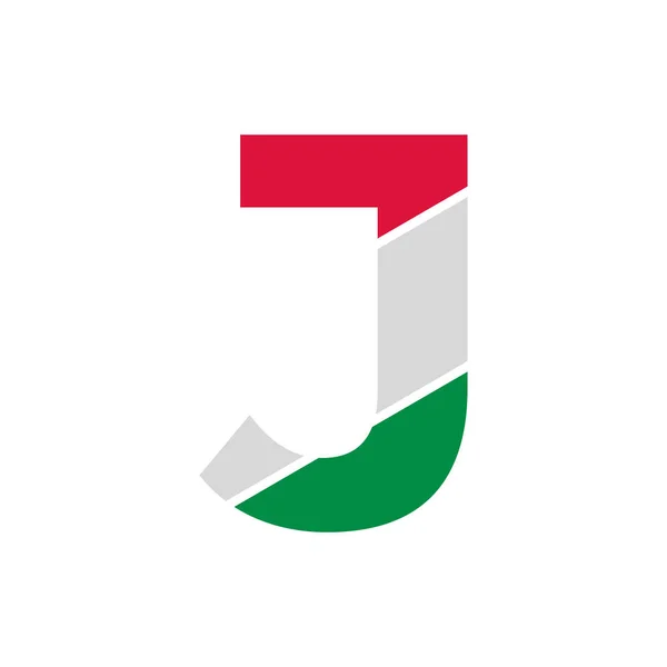 Carta Inicial Recorte Papel Com Bandeira Italiana Cor Logotipo Design — Vetor de Stock