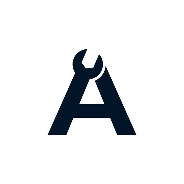 Kezdeti Levél Wrench Logo Design Inspiráció — Stock Vector