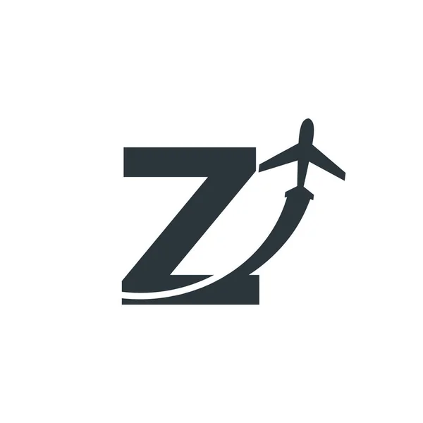 飛行機のロゴデザインテンプレート要素と初期の手紙Z旅行 — ストックベクタ