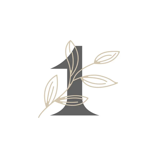 Logotipo Floral Botánico Número Hoja Naturaleza Femenina Para Salón Belleza — Vector de stock