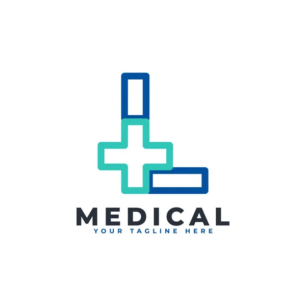 Buchstabe Kreuz Logo Linearer Stil Geeignet Für Unternehmen Wissenschaft Gesundheitswesen — Stockvektor