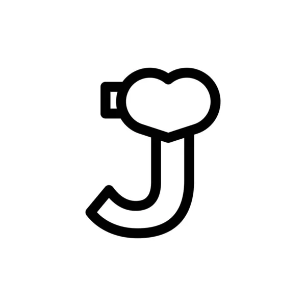 Carta Inicial Com Amor Coração Linha Estilo Logotipo Design Elemento — Vetor de Stock