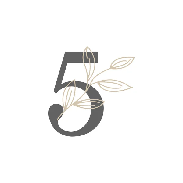 Logotipo Floral Botánico Número Hoja Naturaleza Femenina Para Salón Belleza — Archivo Imágenes Vectoriales