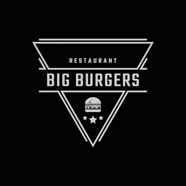 Vintage Retro Badge Emblem Ham Beef Patty Burger Fast Food — 스톡 벡터