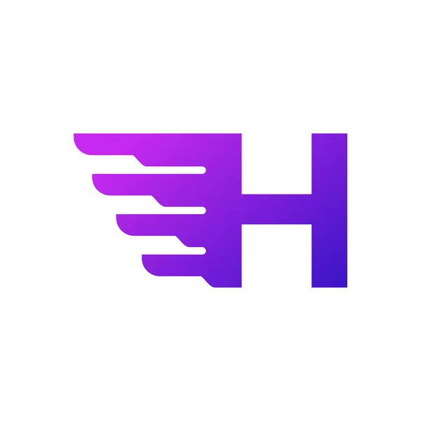 Hızlı Nakliye Harfi Teslimat Logosu Geometrik Kanatlı Mor Gradyan Şekliname — Stok Vektör