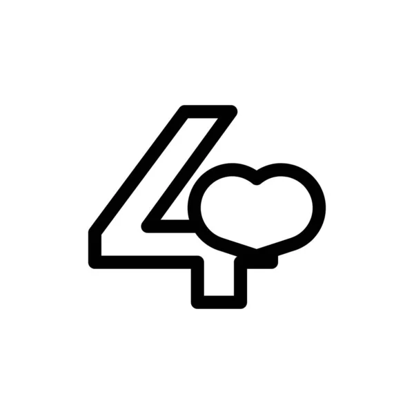 Numero Con Amore Del Cuore Stile Linea Logo Design Template — Vettoriale Stock