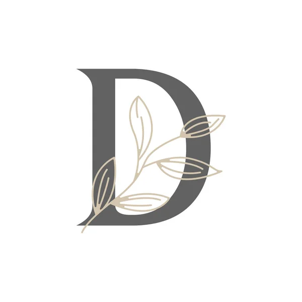 Carta Inicial Logotipo Floral Botânico Folha Natureza Feminino Para Salão — Vetor de Stock