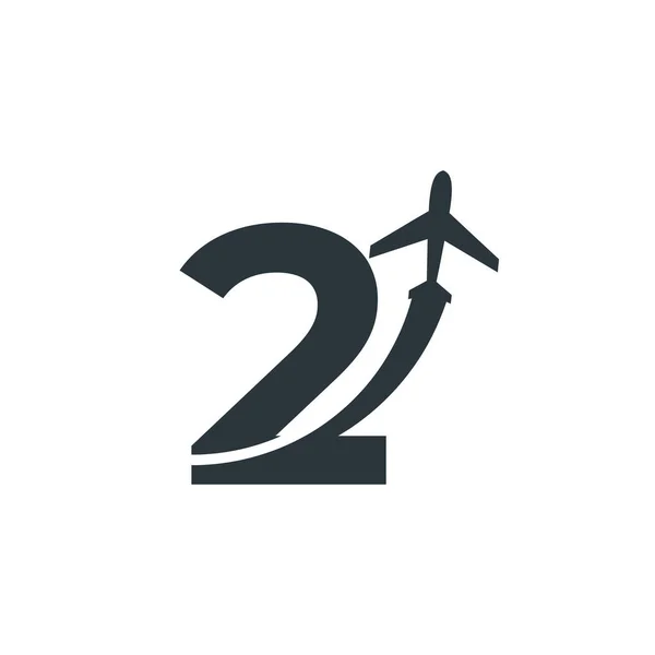 Número Viajar Com Avião Voo Logotipo Design Elemento Modelo —  Vetores de Stock