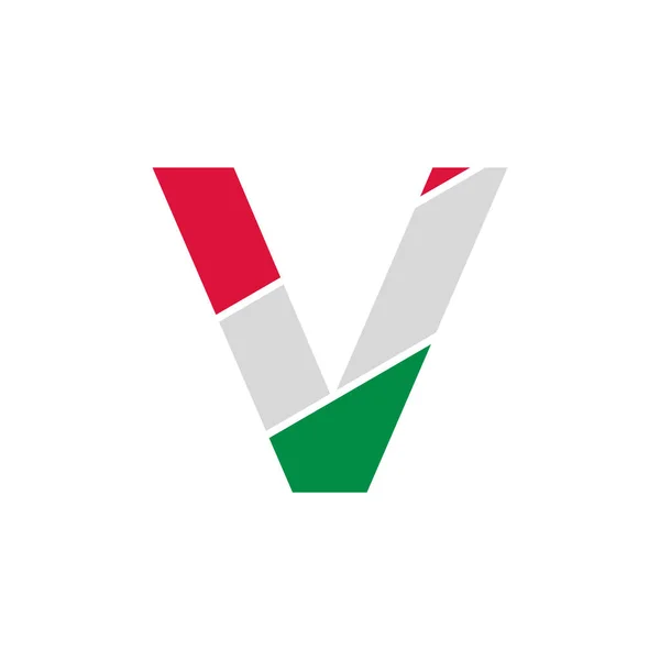Initial Letter Paper Cutout Italian Flag Color Logo Design Template — Stock Vector