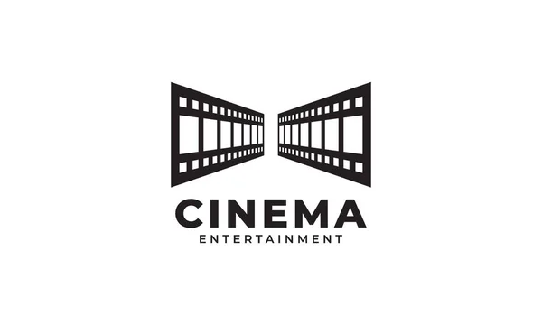 Cinema Icon Carretel Stripes Filmstrip Logo Design Vector Template Elemento — Vetor de Stock