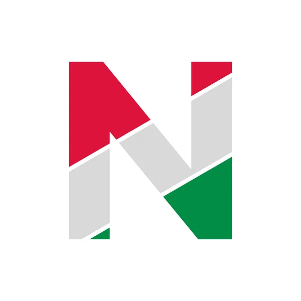 イタリア国旗カラーロゴデザインテンプレート付きイニシャルレターNペーパーカット — ストックベクタ