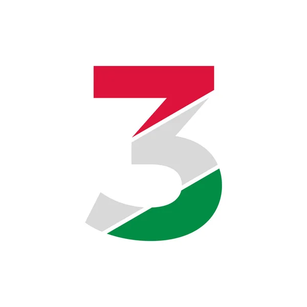 Nummer Utskärning Papper Med Italiensk Flagga Färg Logo Design Mall — Stock vektor
