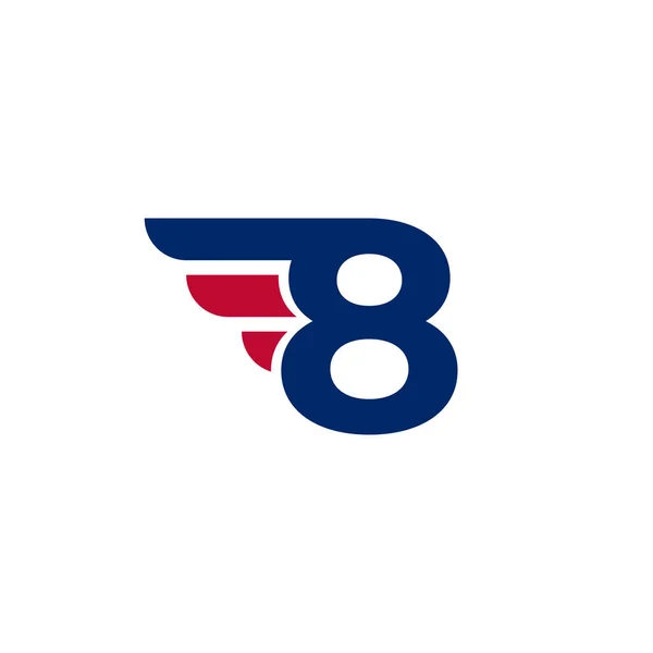 Numer Fast Wings Logo Design Element Białym Tle Ilustracja Wektora — Wektor stockowy