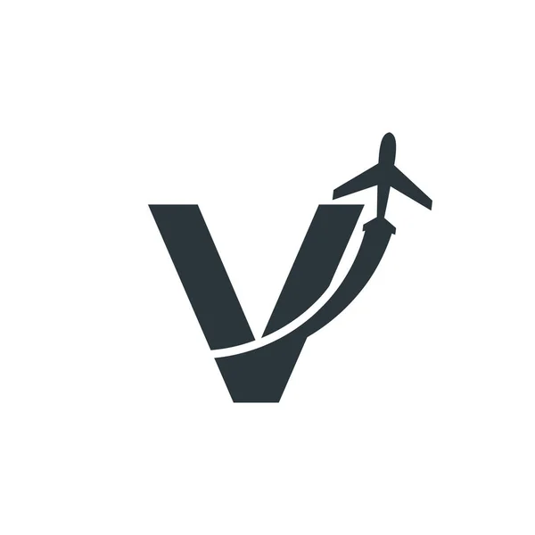 Ursprunglig Bokstav Resa Med Flygplan Flyg Logotyp Design Mall Element — Stock vektor