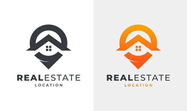 Contractor Real Estate Symbol Pin Location Logo Design Inspiration — Stock Vector