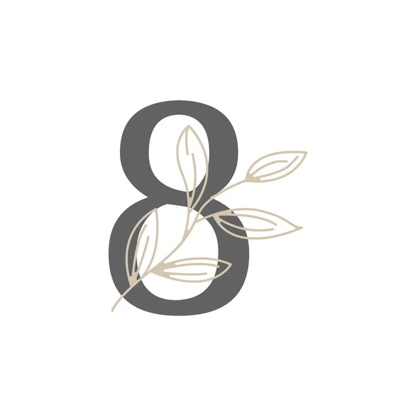 Numer Kwiatowe Botaniczne Logo Naturalny Liść Kobiecy Salonu Piękności Masażu — Wektor stockowy