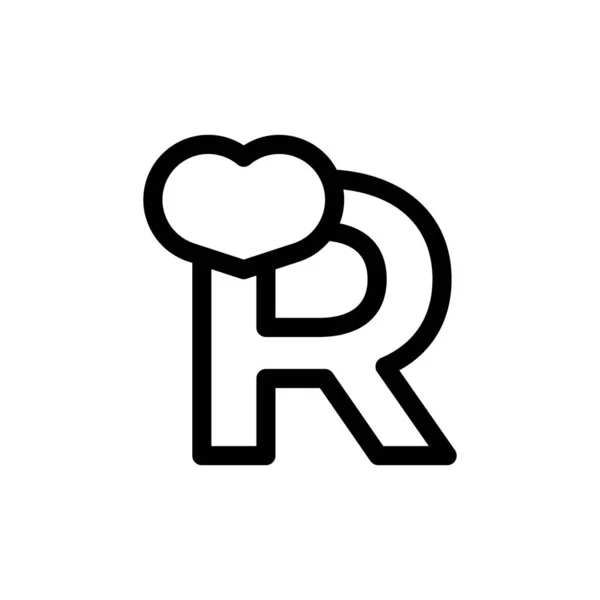 ハートラブのラインスタイルのロゴデザインテンプレート要素付きの頭文字R — ストックベクタ