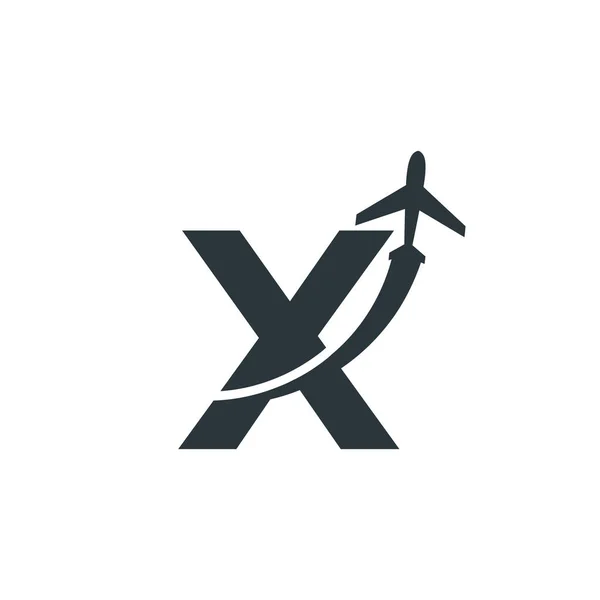 Carta Inicial Viajar Com Elemento Modelo Logotipo Voo Avião —  Vetores de Stock