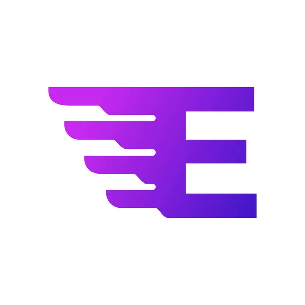 Hızlı Nakliye Baş Harfi Teslimat Logosu Geometrik Kanatlı Mor Gradyan — Stok Vektör