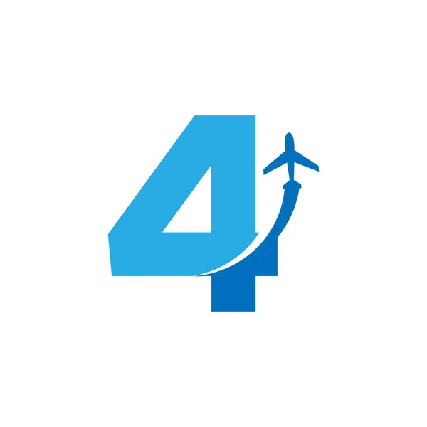 Numero Viaggiare Con Aeroplano Volo Logo Design Template Element — Vettoriale Stock