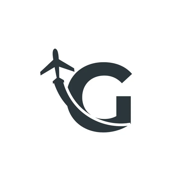 Carta Inicial Viajes Con Avión Diseño Logo Elemento Plantilla — Vector de stock