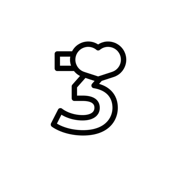 Número Con Amor Del Corazón Línea Estilo Logo Diseño Plantilla — Archivo Imágenes Vectoriales