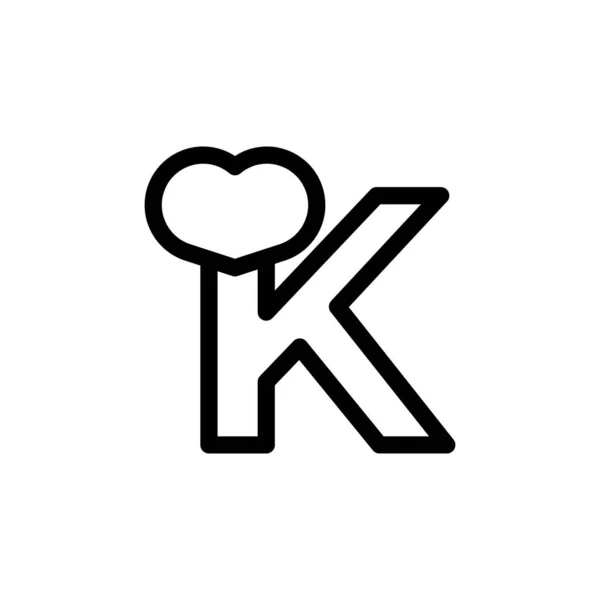 Počáteční Písmeno Srdcem Láska Stylu Čáry Logo Design Prvku — Stockový vektor