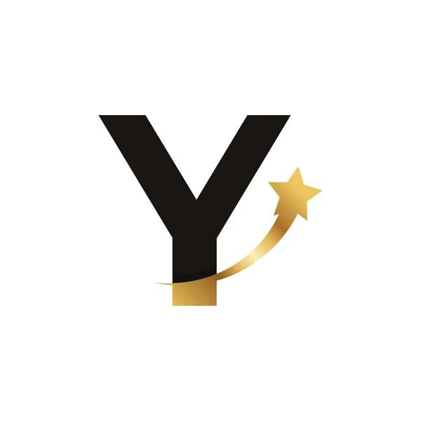 Letra Inicial Golden Star Logo Icono Símbolo Plantilla Elemento — Archivo Imágenes Vectoriales