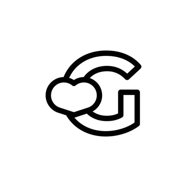 首字母G与心之爱线条风格标志设计模板元素 — 图库矢量图片