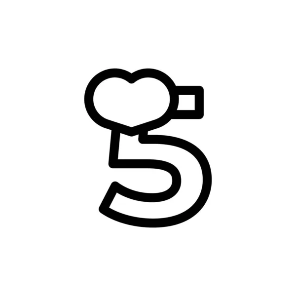 Nummer Met Heart Love Line Style Logo Design Template Element — Stockvector