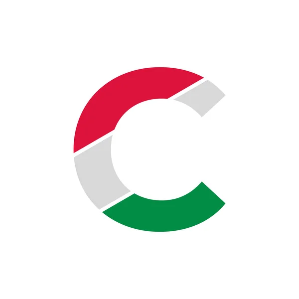 Ursprunglig Bokstav Paper Cutout Med Italiensk Flagga Färg Logotyp Design — Stock vektor