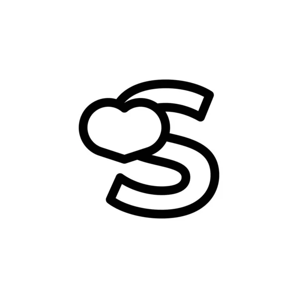 Eerste Letter Met Hart Liefde Lijn Stijl Logo Ontwerp Sjabloon — Stockvector