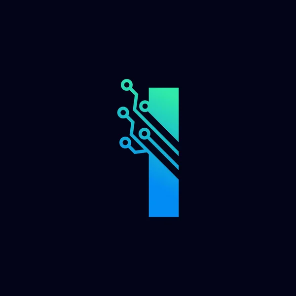 Tech Letter Logo Futuristic Vector Logo Template Green Blue Gradient — Stock Vector