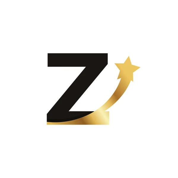 Początkowa Litera Złota Gwiazda Element Symbolu Logo — Wektor stockowy