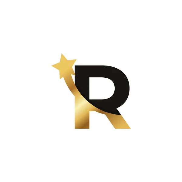 Anfangsbuchstabe Golden Star Logo Icon Symbol Template Element — Stockvektor