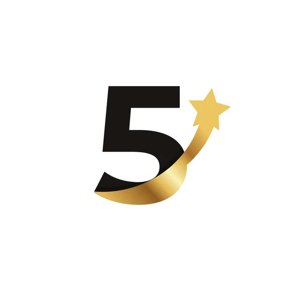 5番ゴールデンスターロゴアイコンシンボルテンプレート要素 — ストックベクタ