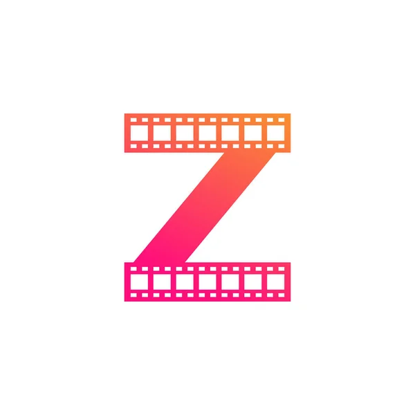 Initial Letter Reel Stripes Filmstrip Film Movie Cinema Production Studio — Stock Vector