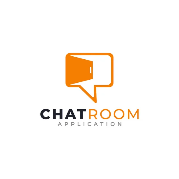 Chat Room Logo Design Chat Message Negative Space Door Logo — Stock Vector