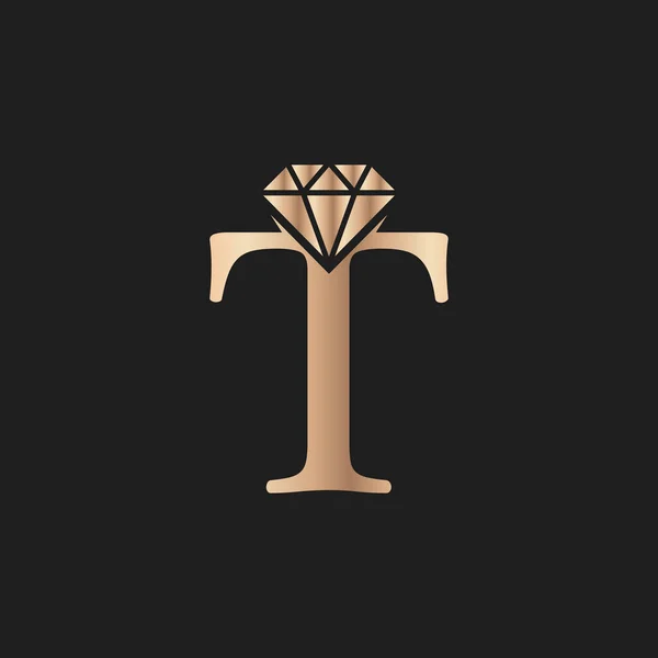 Golden Letter Luxury Dengan Diamond Symbol Premium Diamond Logo Desain - Stok Vektor