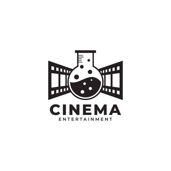 Логотип Лабораторного Фильма Лаборатория Труб Сочетании Катушечными Полосами Filmstrip Icon — стоковый вектор