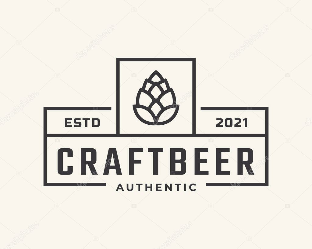 Classic Vintage Retro Label Badge for Hops Craft Beer Ale Brewery Logo Design Inspiration