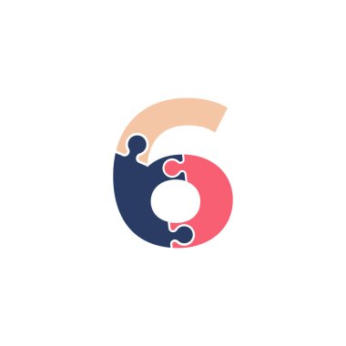 Yapboz Ekibi Yapboz Bağlantısı Logo Tasarım Şablonu Elemanı ile 6 numara